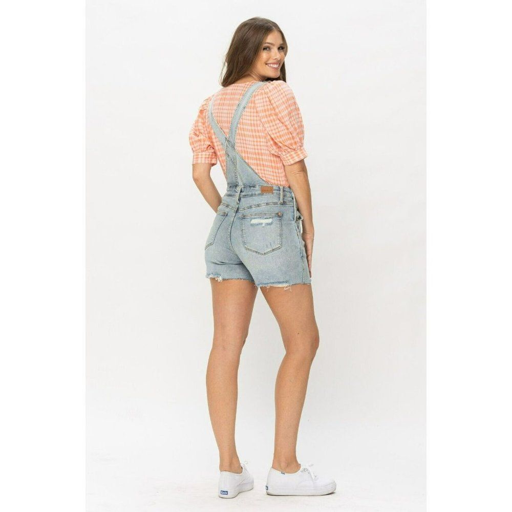 Judy Blue The Daisy Distressed Denim Overall Shorts S-XL New 15210 - Picture 10 of 13